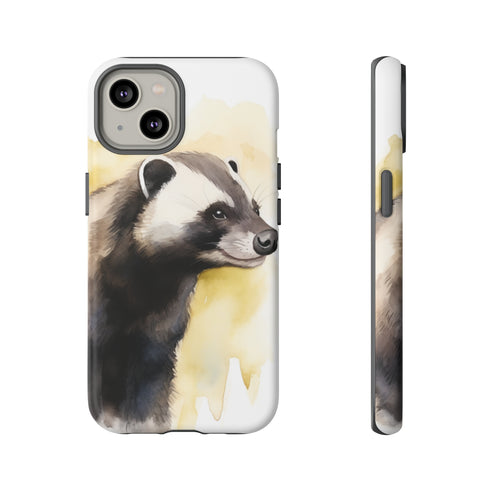 Badger on a Yellow Background - Impact Resistant Phone Case iPhone 14 Matte